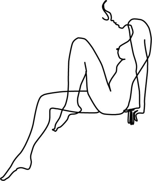 drawing of nude for wire mural